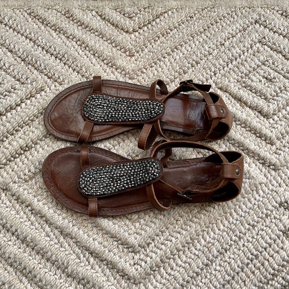 Cute Brown Jeweled Sandals - Picture 2 of 5